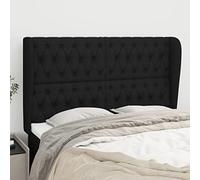 ZQQLVOO Cabecero con Orejas de Tela Negro Classic Tufted Upholstered Bed Frame Headboard with Ears, Adjustable Height, Durable Fabric and Wooden Legs for Bedroom Decor