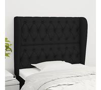 ZQQLVOO Cabecero con Orejas de Tela Negro Classic Tufted Upholstered Bed Frame Headboard with Ears, Adjustable Height, Durable Fabric and Wooden Legs for Bedroom Decor