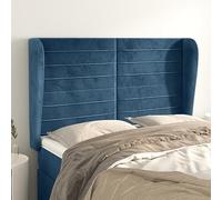 ZQQLVOO Cabecero con Orejas de Terciopelo Azul Oscuro Classic Upholstered Bed Frame Headboard with Ears, Soft Velvet Fabric, Adjustable Height, Sturdy Wooden Legs for B