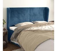 ZQQLVOO Cabecero con Orejas de Terciopelo Azul Oscuro Classic Upholstered Bed Frame Headboard with Ears, Soft Velvet Fabric, Adjustable Height, Sturdy Wooden Legs for B
