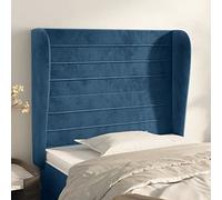 ZQQLVOO Cabecero con Orejas de Terciopelo Azul Oscuro Classic Upholstered Bed Frame Headboard with Ears, Soft Velvet Fabric, Adjustable Height, Sturdy Wooden Legs for B
