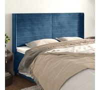 ZQQLVOO Cabecero con Orejas de Terciopelo Azul Oscuro Classic Upholstered Bed Frame Headboard with Ears, Soft Velvet Fabric, Adjustable Height, Sturdy Wooden Legs for B