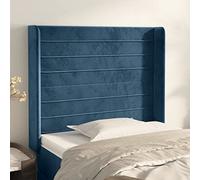 ZQQLVOO Cabecero con Orejas de Terciopelo Azul Oscuro Classic Upholstered Bed Frame Headboard with Ears, Soft Velvet Fabric, Adjustable Height, Sturdy Wooden Legs for B