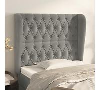 ZQQLVOO Cabecero con Orejas de Terciopelo Gris Claro Classic Tufted Upholstered Bed Frame Headboard with Soft Velvet Fabric, Adjustable Height, Sturdy Wooden Legs for B