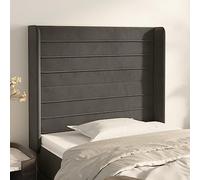 ZQQLVOO Cabecero con Orejas de Terciopelo Gris Oscuro Classic Upholstered Bed Frame Headboard with Ears, Soft Velvet Fabric, Adjustable Height, Sturdy Wooden Legs for B