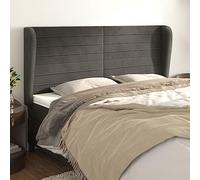 ZQQLVOO Cabecero con Orejas de Terciopelo Gris Oscuro Classic Upholstered Bed Frame Headboard with Ears, Soft Velvet Fabric, Adjustable Height, Sturdy Wooden Legs for B