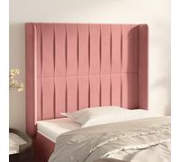 ZQQLVOO Cabecero con Orejas de Terciopelo Rosa Classic Tufted Upholstered Bed Frame Headboard with Ears, Soft Velvet Fabric, Adjustable Height, Sturdy Wooden Legs for B