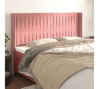 ZQQLVOO Cabecero con Orejas de Terciopelo Rosa Classic Tufted Upholstered Bed Frame Headboard with Ears, Soft Velvet Fabric, Adjustable Height, Sturdy Wooden Legs for B