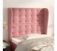 ZQQLVOO Cabecero con Orejas de Terciopelo Rosa Classic Tufted Upholstered Bed Frame Headboard with Ears, Soft Velvet Fabric, Adjustable Height, Sturdy Wooden Legs for B