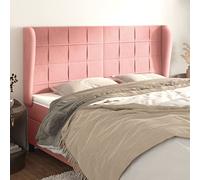 ZQQLVOO Cabecero con Orejas de Terciopelo Rosa Classic Tufted Upholstered Bed Frame Headboard with Ears, Soft Velvet Fabric, Adjustable Height, Sturdy Wooden Legs for B