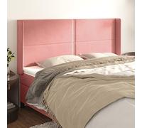 ZQQLVOO Cabecero con Orejas de Terciopelo Rosa Classic Tufted Upholstered Bed Frame Headboard with Ears, Soft Velvet Fabric, Adjustable Height, Sturdy Wooden Legs for B