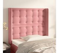 ZQQLVOO Cabecero con Orejas de Terciopelo Rosa Classic Tufted Upholstered Bed Frame Headboard with Ears, Soft Velvet Fabric, Adjustable Height, Sturdy Wooden Legs for B