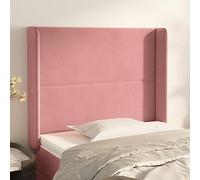 ZQQLVOO Cabecero con Orejas de Terciopelo Rosa Classic Tufted Upholstered Bed Frame Headboard with Ears, Soft Velvet Fabric, Adjustable Height, Sturdy Wooden Legs for B