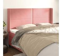 ZQQLVOO Cabecero con Orejas de Terciopelo Rosa Classic Tufted Upholstered Bed Frame Headboard with Ears, Soft Velvet Fabric, Adjustable Height, Sturdy Wooden Legs for B