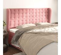 ZQQLVOO Cabecero con Orejas de Terciopelo Rosa Classic Tufted Upholstered Bed Frame Headboard with Ears, Soft Velvet Fabric, Adjustable Height, Sturdy Wooden Legs for B