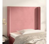 ZQQLVOO Cabecero con Orejas de Terciopelo Rosa Classic Tufted Upholstered Bed Frame Headboard with Soft Velvet Fabric, Adjustable Height, and Sturdy Wooden Legs for Bed