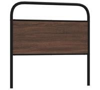 ZQQLVOO Cabecero de Acero y Madera de ingeniería marrón Roble Classic Metal Bed Frame Headboard with Powder Coating, Durable Steel Construction for Bedroom, Stable Back