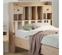 ZQQLVOO Cabecero de Cama con almacenaje Madera Maciza de Pino Solid Pine Wood Headboard with Storage Shelves and Drawers, Freestanding Bed Frame for Bedroom, Space Savi
