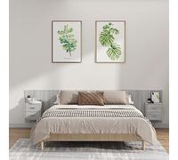 ZQQLVOO Cabecero de Cama y mesitas Madera contrachapada Gris Sonoma Wall Mounted Bed Headboard with Floating Nightstands, Classic Design Bed Frame with Storage Shelves
