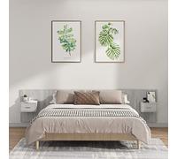 ZQQLVOO Cabecero de Cama y mesitas Madera contrachapada Gris Sonoma Wall Mounted Bed Headboard with Floating Nightstands, Classic Design Bed Frame with Storage Shelves