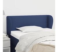 ZQQLVOO Cabecero de Tela Azul Classic Tufted Upholstered Bed Frame Headboard with Ears, Adjustable Height, Sturdy Wooden Legs for Back Support, Reading or Watching TV i
