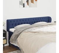 ZQQLVOO Cabecero de Tela Azul Classic Tufted Upholstered Bed Frame Headboard with Ears, Adjustable Height, Durable Fabric and Wooden Legs for Bedroom Decor 203x23x78/88