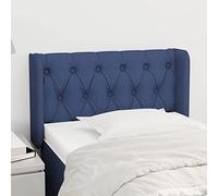 ZQQLVOO Cabecero de Tela Azul Classic Upholstered Bed Frame Headboard with Ears, Adjustable Height, Durable Fabric, and Stable Wooden Legs for Bedroom Comfort 83x16x78/