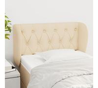 ZQQLVOO Cabecero de Tela Color Crema Classic Tufted Upholstered Bed Frame Headboard with Ears, Adjustable Height, Durable Fabric and Wooden Legs for Bedroom Decor 83x23