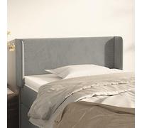 ZQQLVOO Cabecero de Terciopelo Gris Claro Classic Tufted Upholstered Bed Frame Headboard with Ears, Soft Velvet Fabric, Adjustable Height, Sturdy Wooden Legs for Bedroo