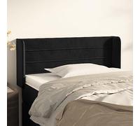 ZQQLVOO Cabecero de Terciopelo Negro Classic Upholstered Bed Frame Headboard with Ears, Soft Velvet Fabric, Adjustable Height, Sturdy Wooden Legs for Back Support and B
