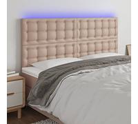 ZQQLVOO Cabecero Luces LED Cuero sintético Capuchino Modern LED Headboard with Adjustable Height, Synthetic Leather Upholstery for Bedroom, Back Support for Reading and
