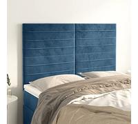 ZQQLVOO Cabeceros 4 Unidades Terciopelo Azul Oscuro Classic Upholstered Bed Frame Headboard with Soft Velvet Fabric, Adjustable Height, and Sturdy Wooden Legs for Back