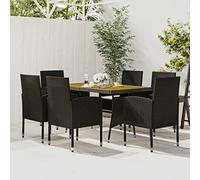 ZQQLVOO Conjunto de Muebles de jardín Mesa y sillas para terraza Set de Muebles de Exterior idaXL Juego de Comedor de jardín 7 Piezas ratán sintético Negro