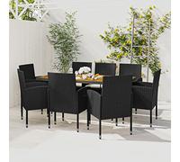 ZQQLVOO Conjunto de Muebles de jardín Mesa y sillas para terraza Set de Muebles de Exterior idaXL Juego de Comedor de jardín 9 Piezas ratán sintético Negro