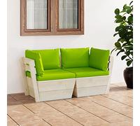 ZQQLVOO Conjunto de Muebles de jardín Mesa y sillas para terraza Set de Muebles de Exterior Sofá de palets de jardín 2 plazas con Cojines Madera de Abeto