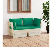 ZQQLVOO Conjunto de Muebles de jardín Mesa y sillas para terraza Set de Muebles de Exterior Sofá de palets de jardín 2 plazas con Cojines Madera de Abeto