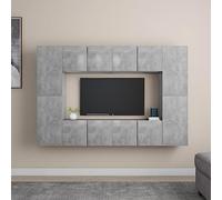 ZQQLVOO Consola multimedia para TV, sala de juegos, dormitorio, mueble multimedia, consola de 8 piezas, juego de mueble de TV, color gris hormigón, material de madera, adecuado para salón o dormitorio