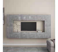 ZQQLVOO Consola multimedia para TV, sala de juegos, dormitorio, mueble multimedia, consola de 8 piezas, juego de mueble de TV, color gris hormigón, material de madera, adecuado para salón o dormitorio