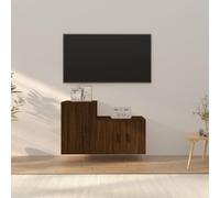 ZQQLVOO Consola multimedia TV sala de juegos, dormitorio, mueble multimedia, consola de 2 piezas, juego de mueble de TV marrón aspecto roble madera adecuado para salón dormitorio