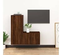 ZQQLVOO Consola multimedia TV sala de juegos, dormitorio, mueble multimedia, consola de 2 piezas, juego de mueble de TV marrón aspecto roble madera adecuado para salón dormitorio