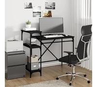 ZQQLVOO Escritorio para gaming, mesa de oficina, mesa de esquina, escritorio con estante, color negro, 105 x 50 x 90 cm, madera de hierro