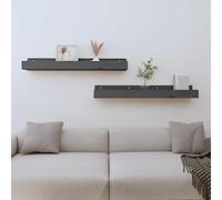 ZQQLVOO Estantería de pared, 2 unidades, color gris, flotante, para decoración de cocina, oficina, 80 x 12 x 9 cm, madera maciza de pino