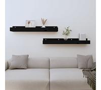 ZQQLVOO Estantería de pared, 2 unidades, color negro, para decoración de baño, cocina, 80 x 12 x 9 cm, madera maciza de pino