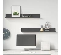 ZQQLVOO Estantería de pared para colgar en esquina, de pie, 2 unidades, color gris, 80 x 11 x 9 cm, madera maciza de pino para salón, cocina, oficina, baño