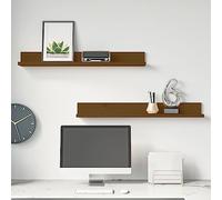 ZQQLVOO Estantería de pared para colgar en esquina, de pie, 2 unidades, color marrón miel, 80 x 11 x 9 cm, madera maciza de pino para salón, cocina, oficina, baño