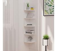 ZQQLVOO Estantería decorativa moderna con montaje en pared, estantería de pared, color blanco, 19 x 19 x 123 cm, aglomerado, fácil de ampliar la superficie de la pared, para dormitorio, baño