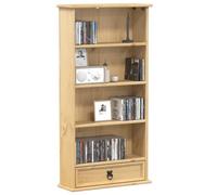 ZQQLVOO Estantería para CD y DVD de Madera de Pino Maciza con Cajón y Compartimentos Abiertos, Armario Multifuncional de Almacenamiento con Tirador de Metal para Oficina o Dormitorio