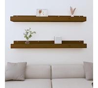 ZQQLVOO Estantes de pared 2 unidades, color marrón miel, estantería de almacenamiento, estantería para salón dormitorio, 110 x 12 x 9 cm, madera maciza de pino