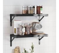 ZQQLVOO Estantes de pared 2 unidades. Estantería decorativa para salón, dormitorio, salón, 50 x 23,5 x 3 cm, color negro, acero inoxidable