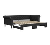 ZQQLVOO Estructura de cama con somier de láminas, cama juvenil, extensible, color negro, 90 x 200 cm, piel sintética